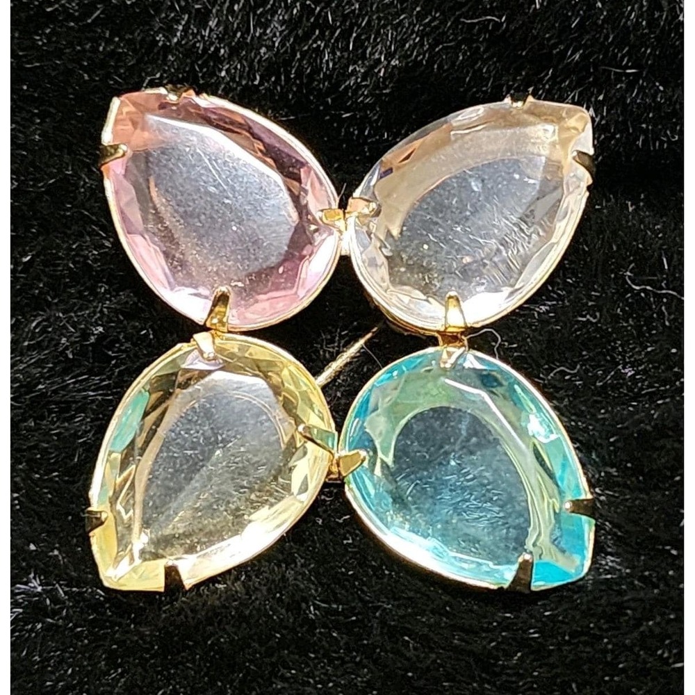 Vintage Avon Multi Color Stone Brooch Pin Costume Jewelry 4 Point Pin